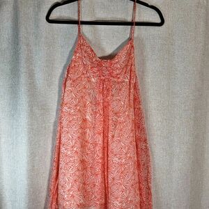 Juicy Couture Silk Mini Dress XS – Coral Fan Print, Open Back & Tie Bow | Summer